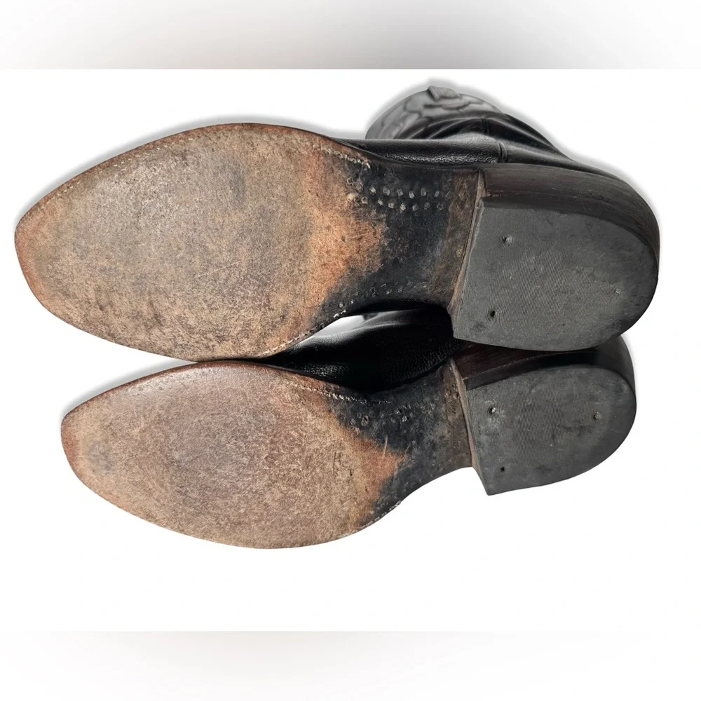 Lucchese Womens Boots Size 10.5 Black Cherry Vintage Goat Skin Leather Knee High - Picture 10 of 13